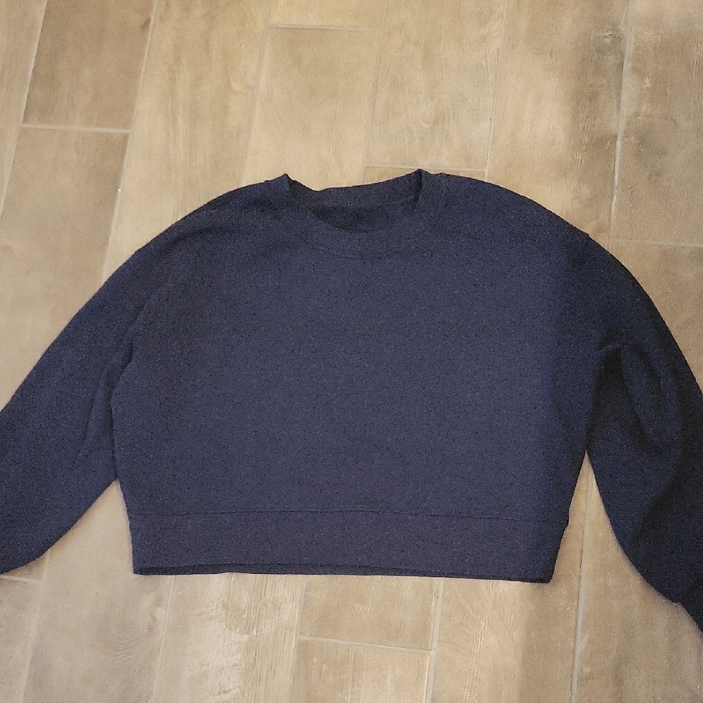 lululemon athletica Navy Crew Neck Cropped Sweatshirt